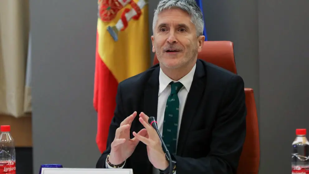 El ministro del Interior, Fernando Grande-Marlaska, en rueda de prensa. Imagen de archivo