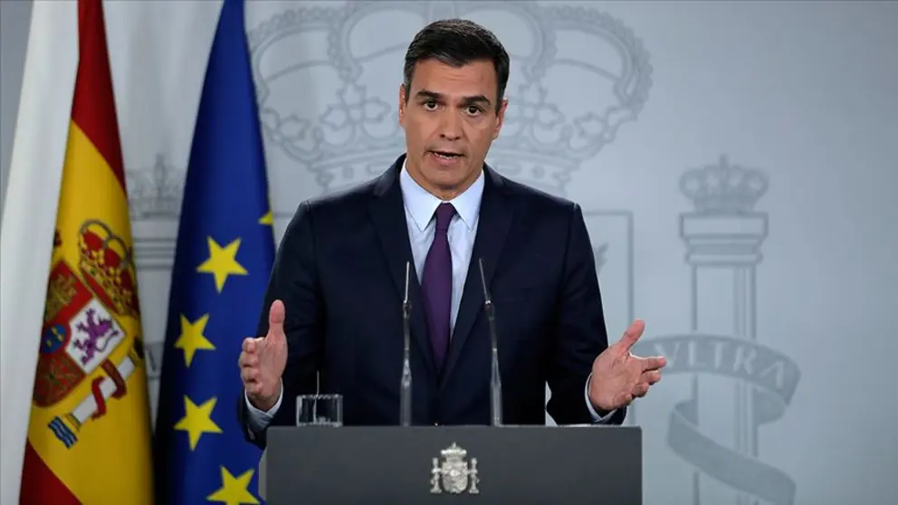 Imagen de Pedro S&aacute;nchez durante la comparecencia