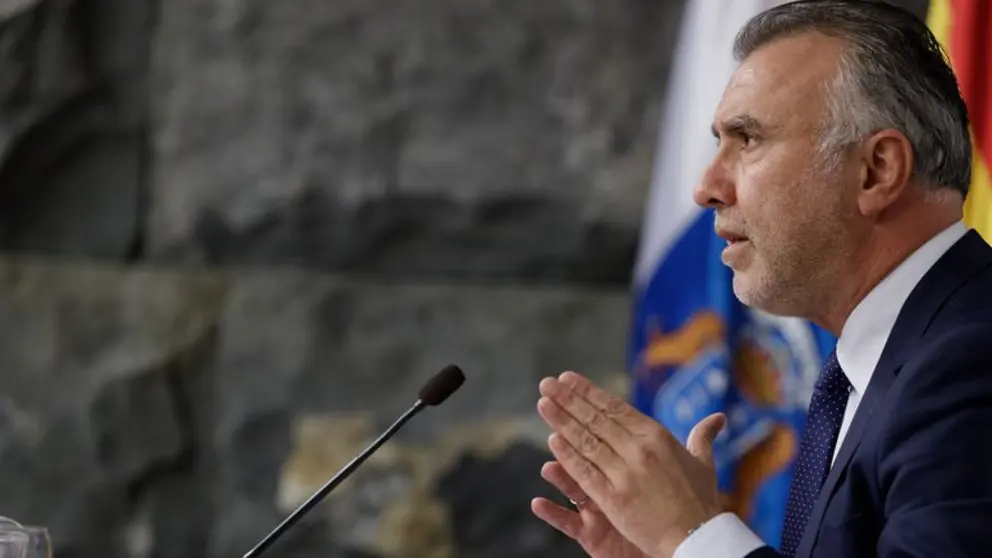 El presidente del Gobierno de Canarias, &Aacute;ngel V&iacute;ctor Torres, en la rueda de prensa tras la reuni&oacute;n extraordinaria del Consejo de Gobierno, este mi&eacute;rcoles